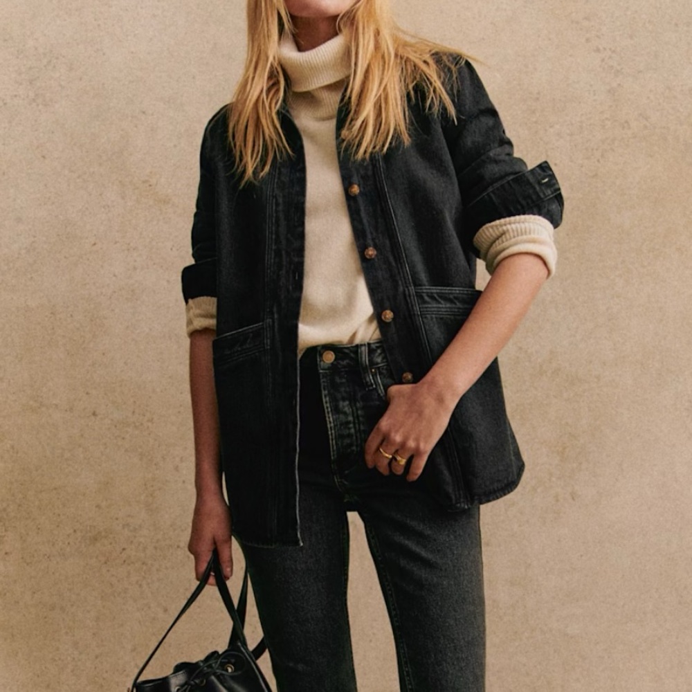 Sezane Will Jacket Noir Délavé - Size L